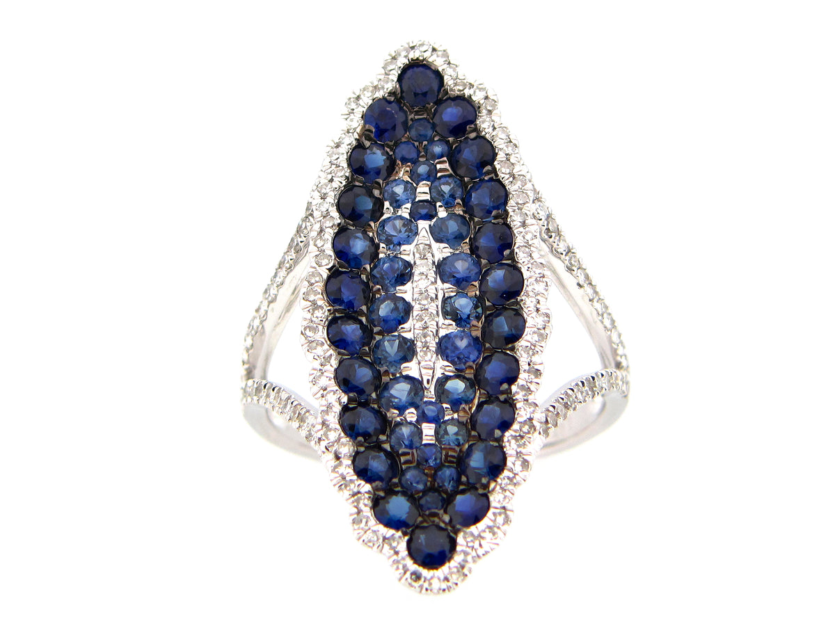 SAPPHIRE & DIAMOND RING, 14KW (H)