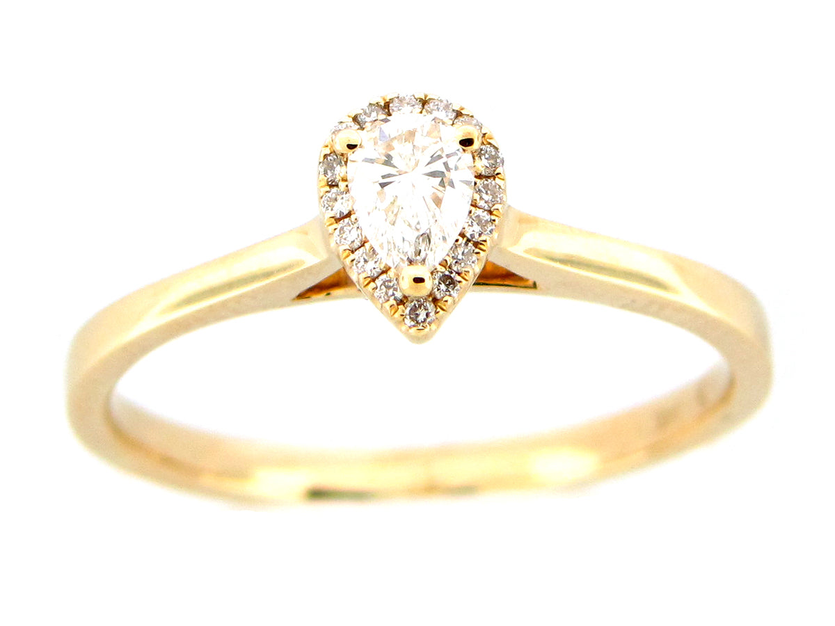 DIAMOND PEAR HALO RING, 14KY (N)