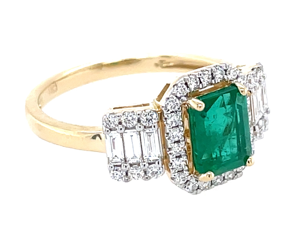 Emerald E/C Diamond Halo Ring