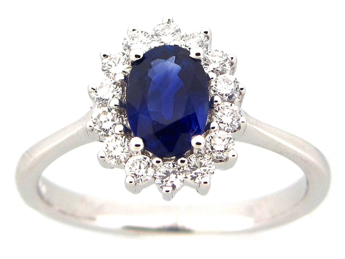 SAAPHIRE & DIAMOND RING, 18KW (H)