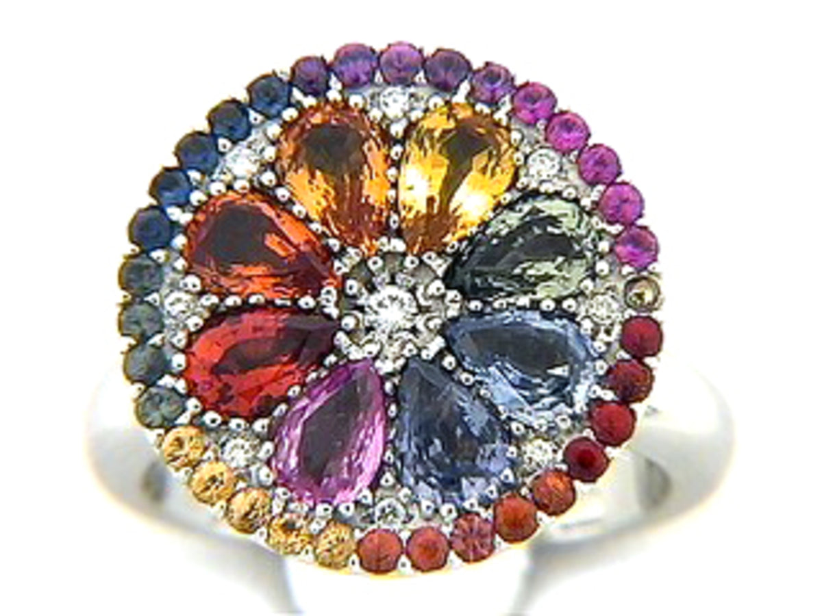RAINBOW SAPPHIRE & DIAMOND RING