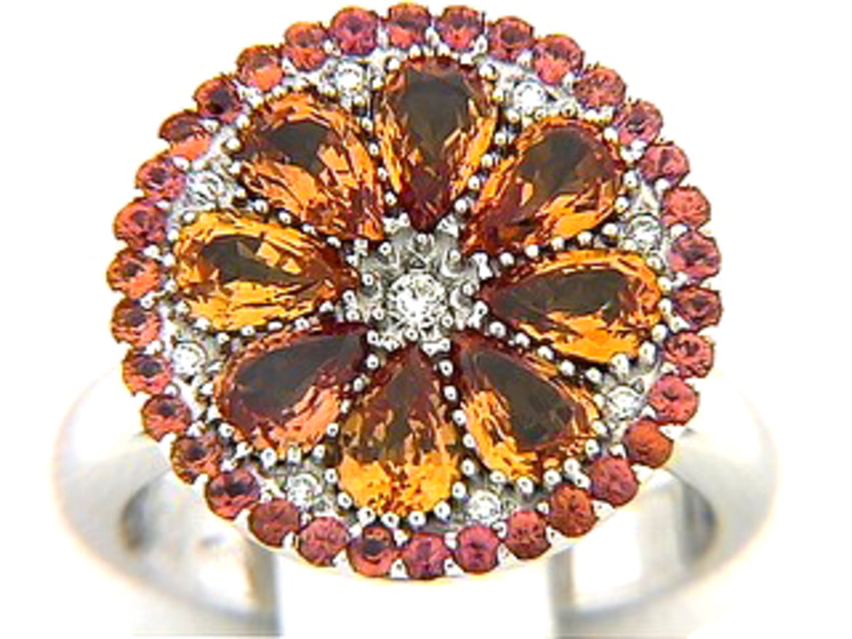 ORANGE SAPPHIRE & DIAMOND RING