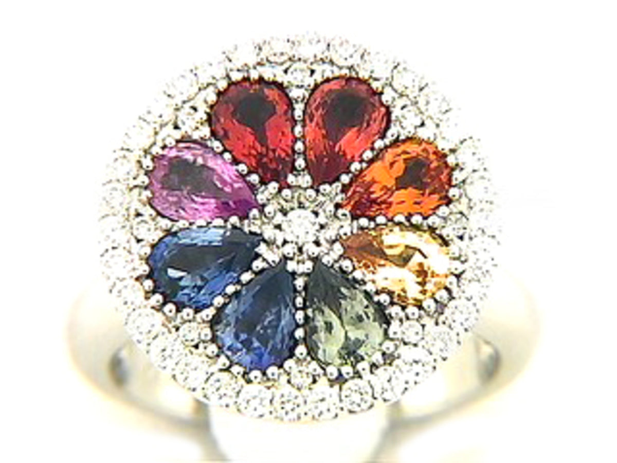 RAINBOW SAPPHIRE & DIAMOND RING