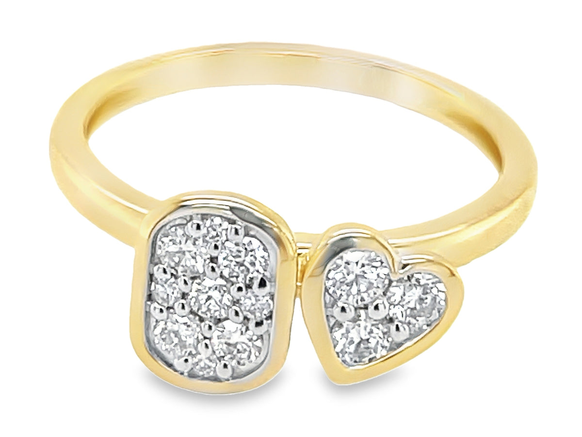 DIAMOND CLUSTER HEART & CUSHION TOI ET MOI RING