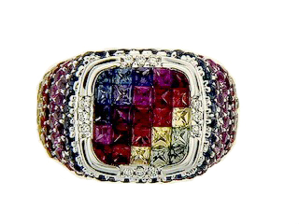 RAINBOW SAPPHIRE & DIAMOND RING