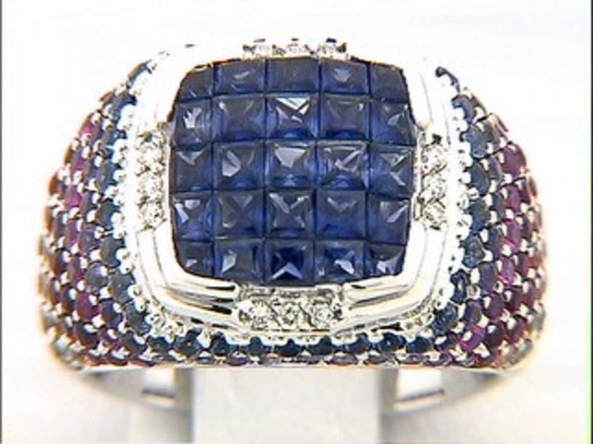 RAINBOW SAPPHIRE & DIAMOND RING, 18KW (H/U), C=5.30