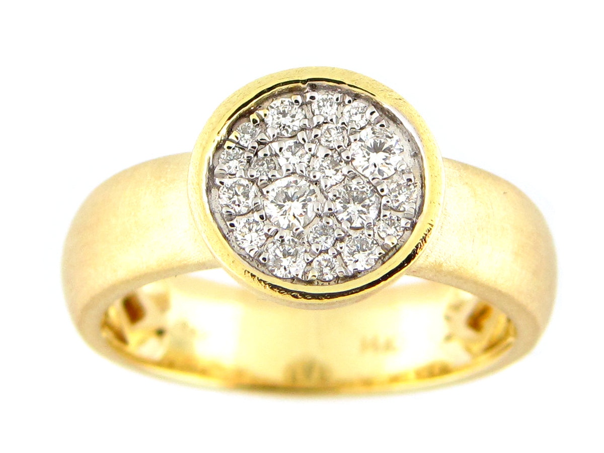 DIAMOND PAVE CIRCLE RING, SATIN FINISH, 14KY (N)