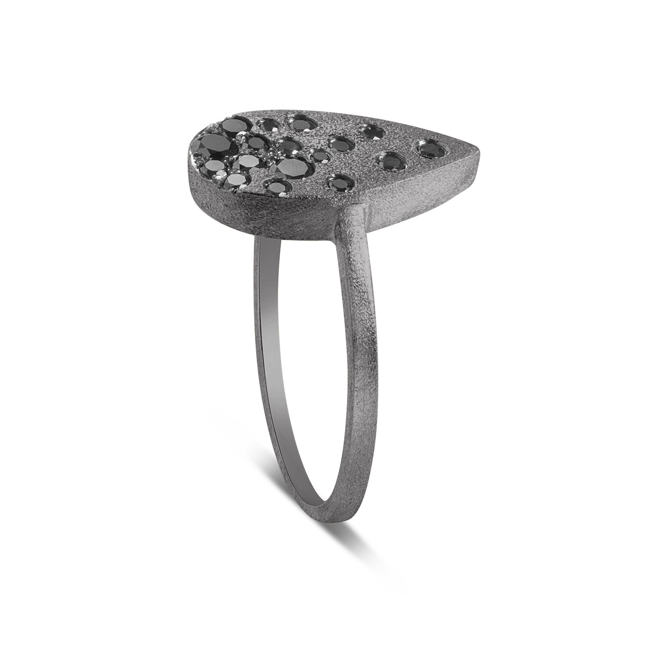 Black Diamond Confetti Pear Ring