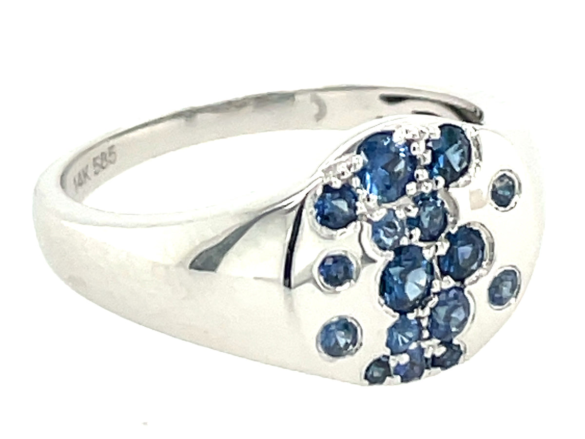 SAPPHIRE FLUSH PINKY RING, SIZE 4, 14KW (H)