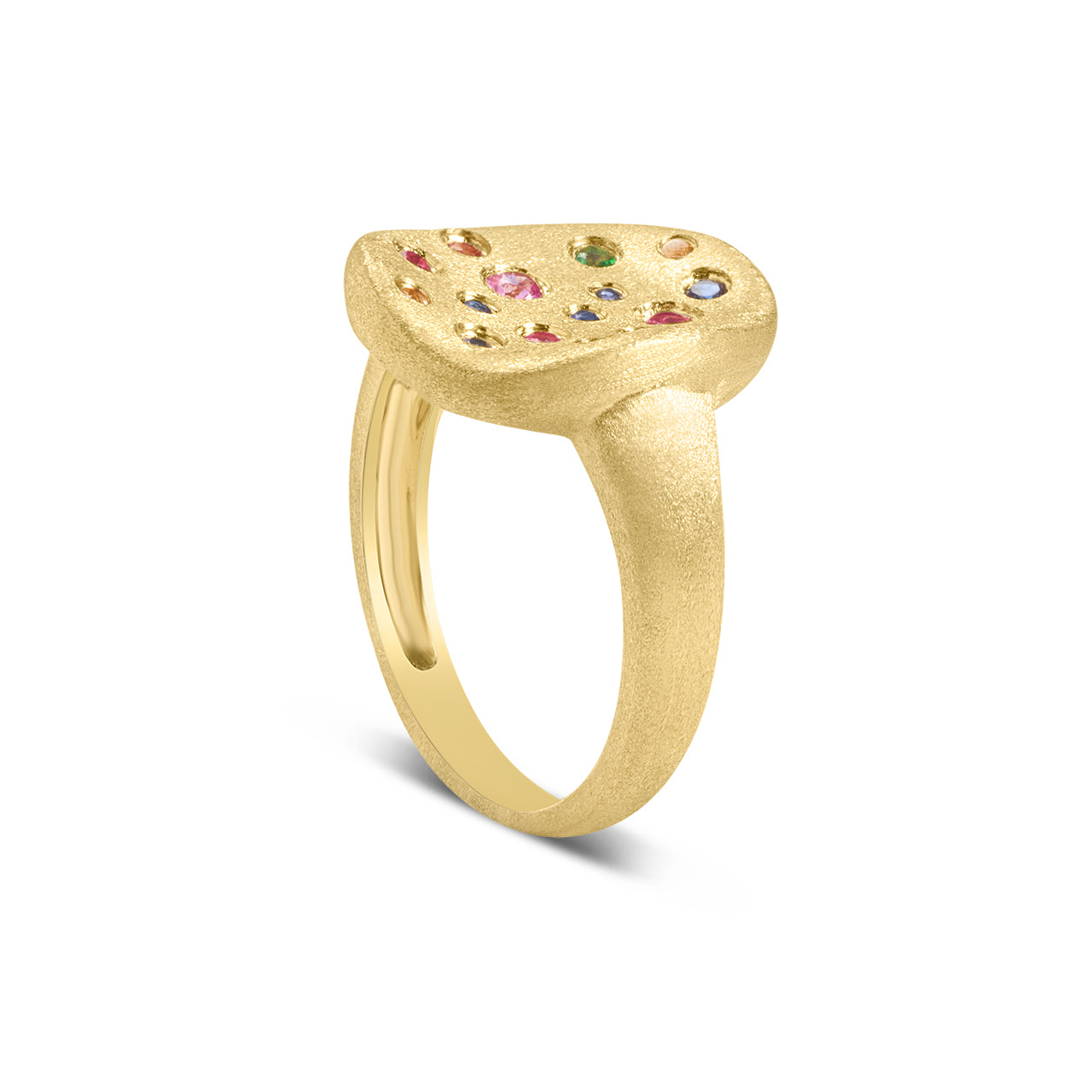 Rainbow Sapphire Scatter Artisan Ring