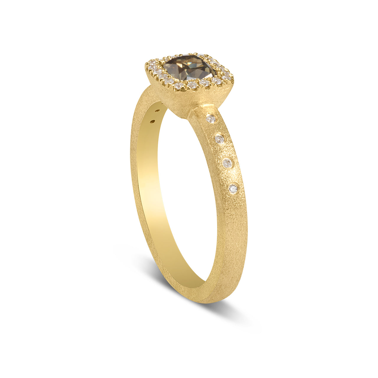 Fancy Diamond Cushion Halo Ring