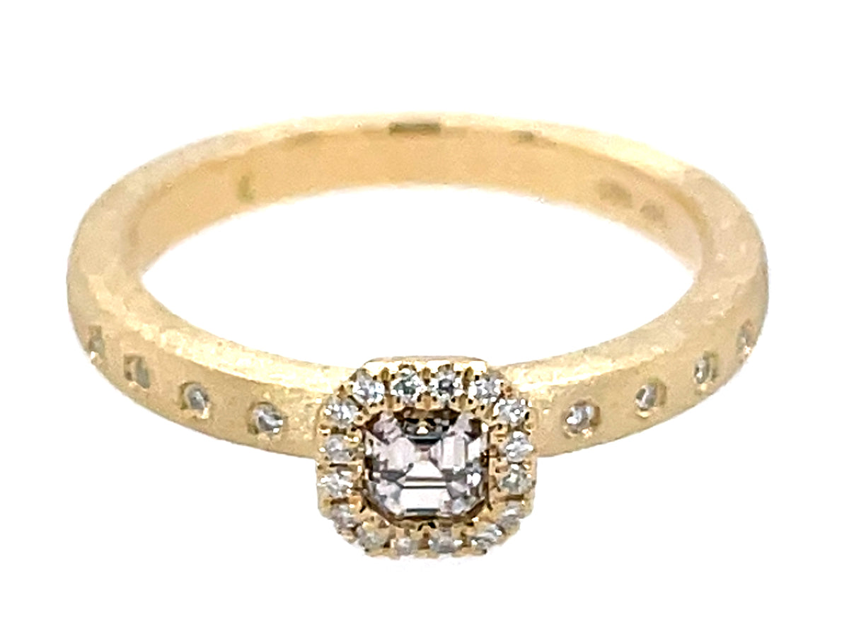 Natural Fancy Diamond E/C Diamond Halo Ring, Satin Finish