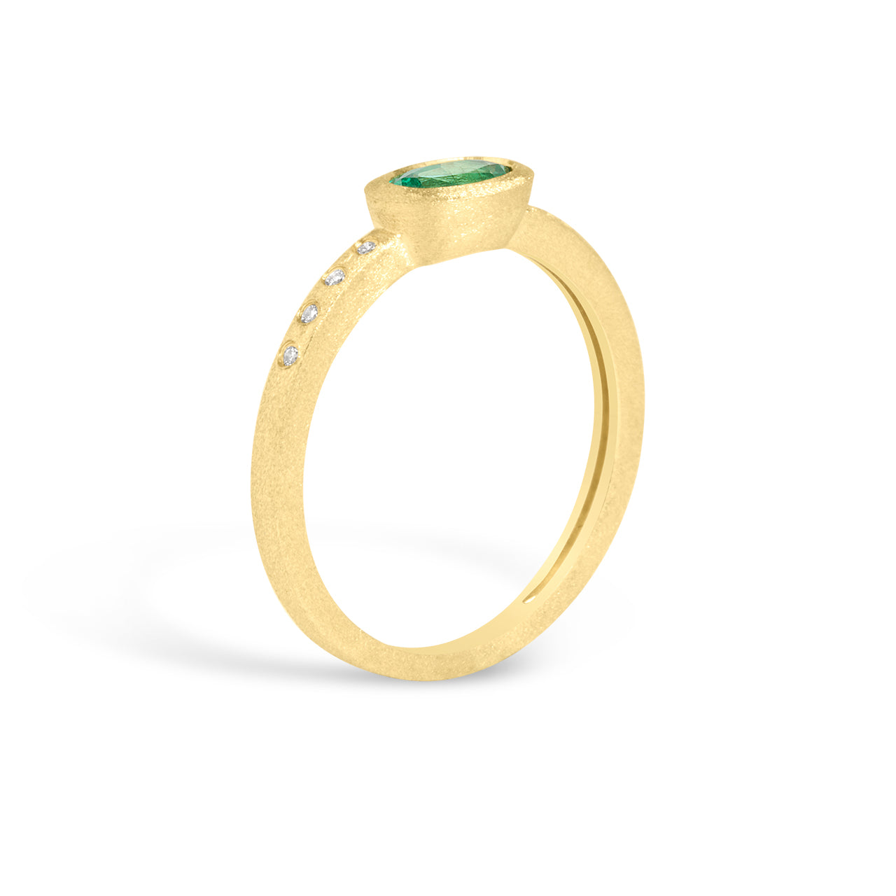 Emerald & Diamond Bezel Ring