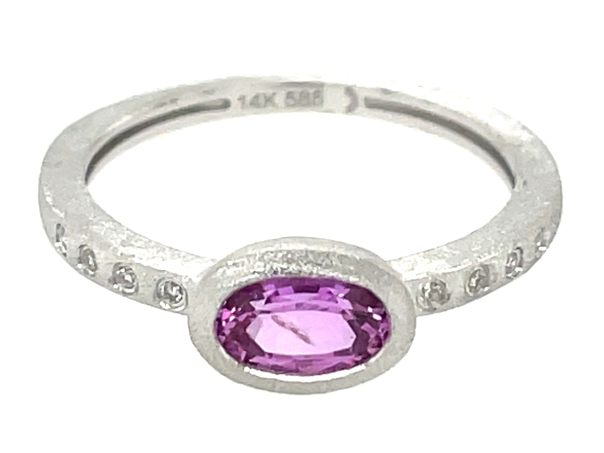 PINK SAPPHIRE OVAL BEZEL & DIAMOND RING