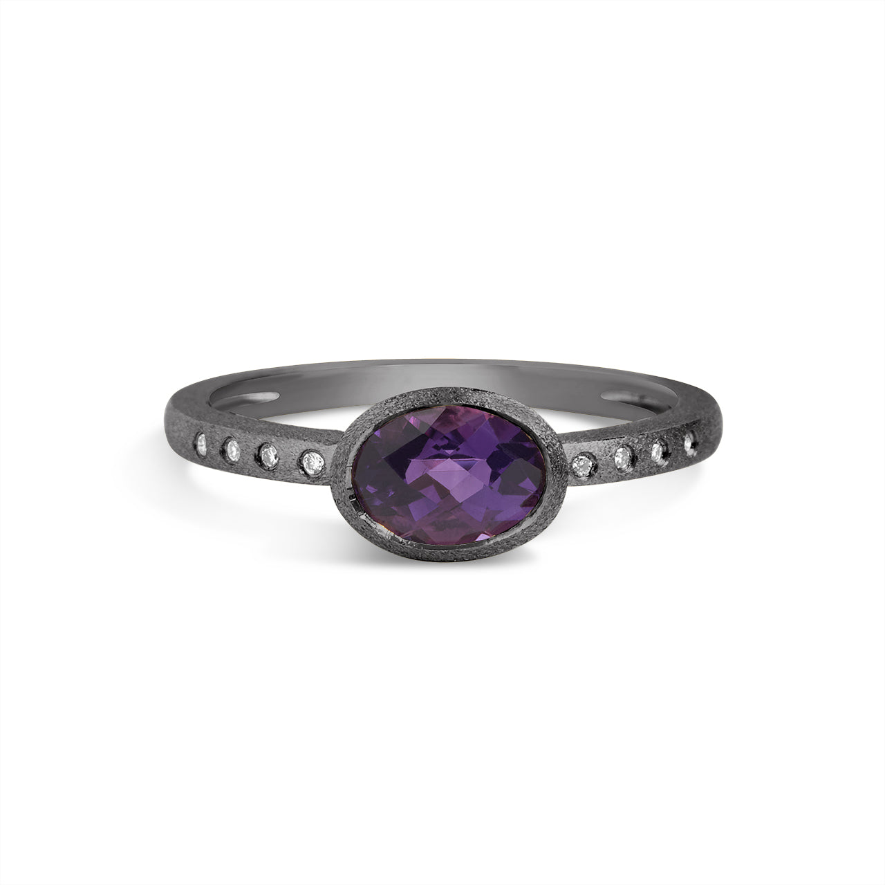 Amethyst & Diamond Bezel Ring