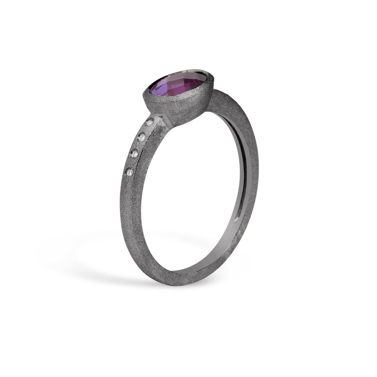 Amethyst & Diamond Bezel Ring