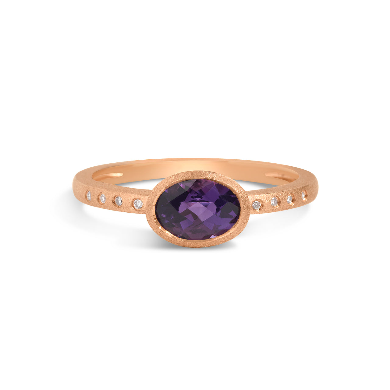 Amethyst & Diamond Bezel Ring