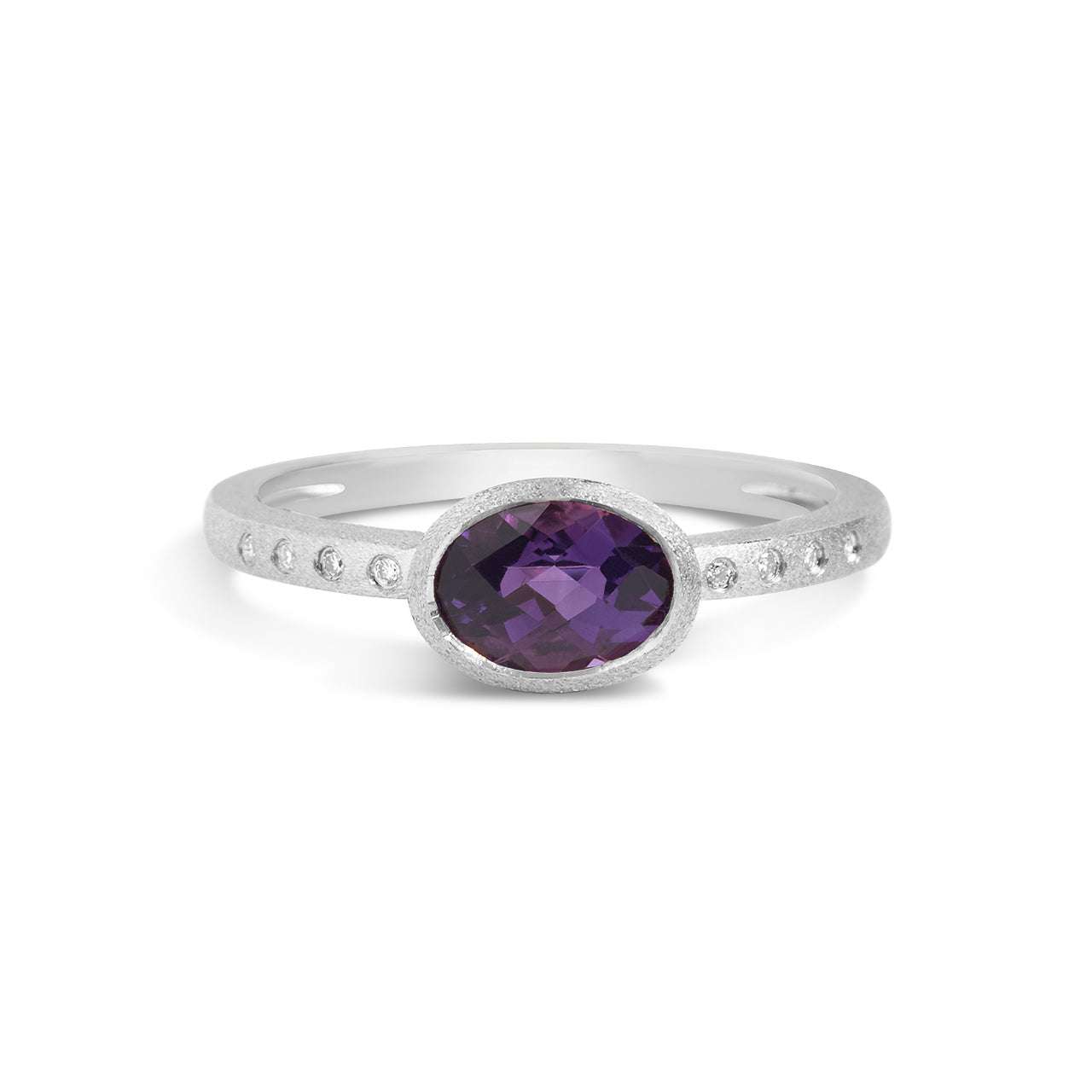 Amethyst & Diamond Bezel Ring