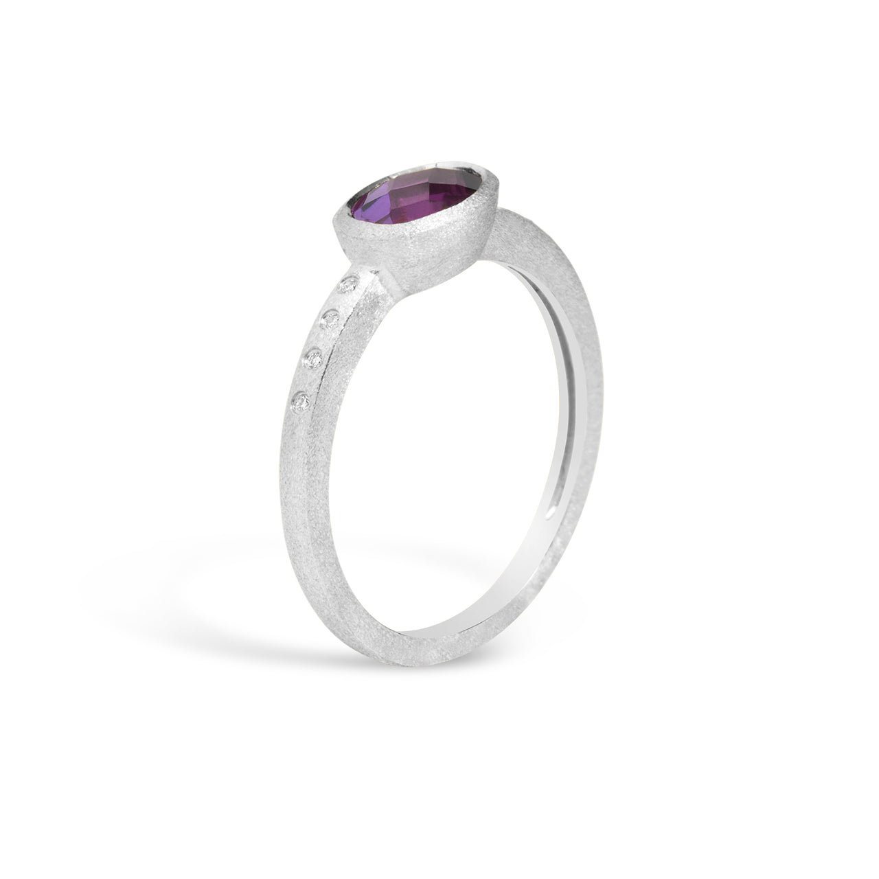 Amethyst & Diamond Bezel Ring