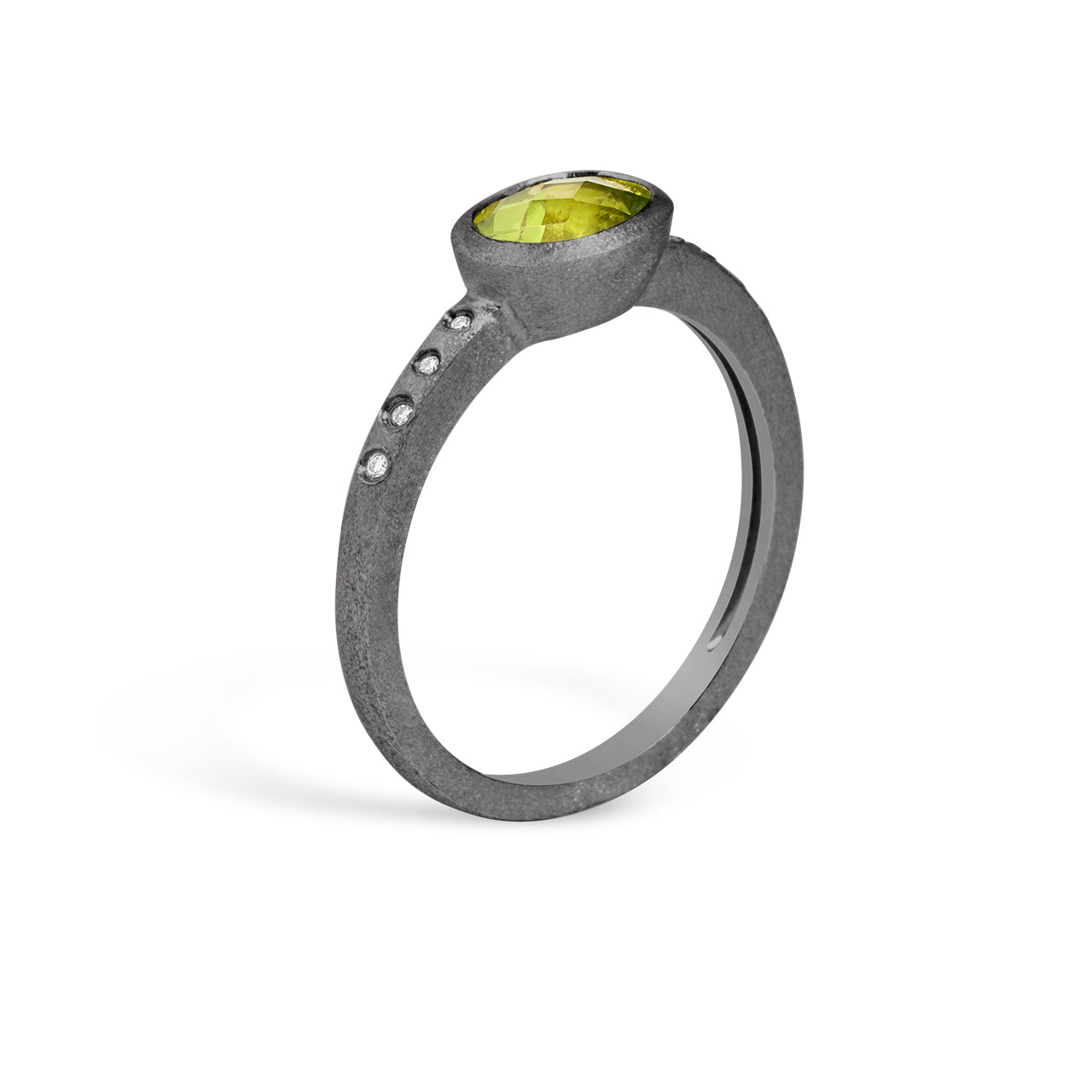 Peridot & Diamond Bezel Ring