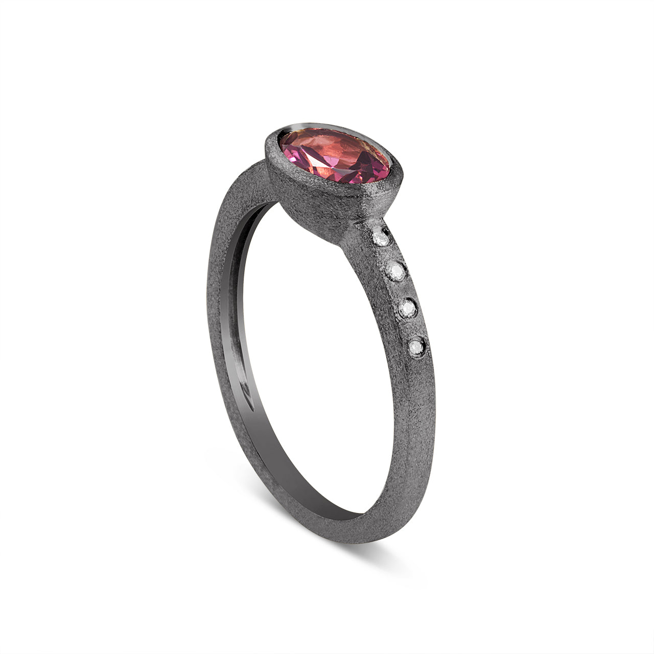 Pink Tourmaline & Diamond Bezel Ring