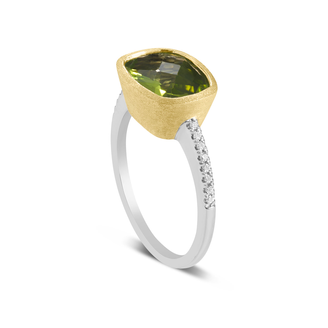 Peridot & Diamond Bezel Ring