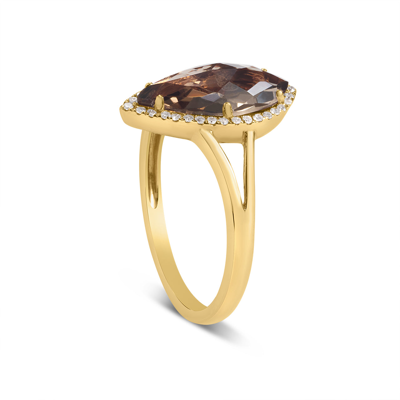 Smokey Quartz & Diamond Arrowhead Ring