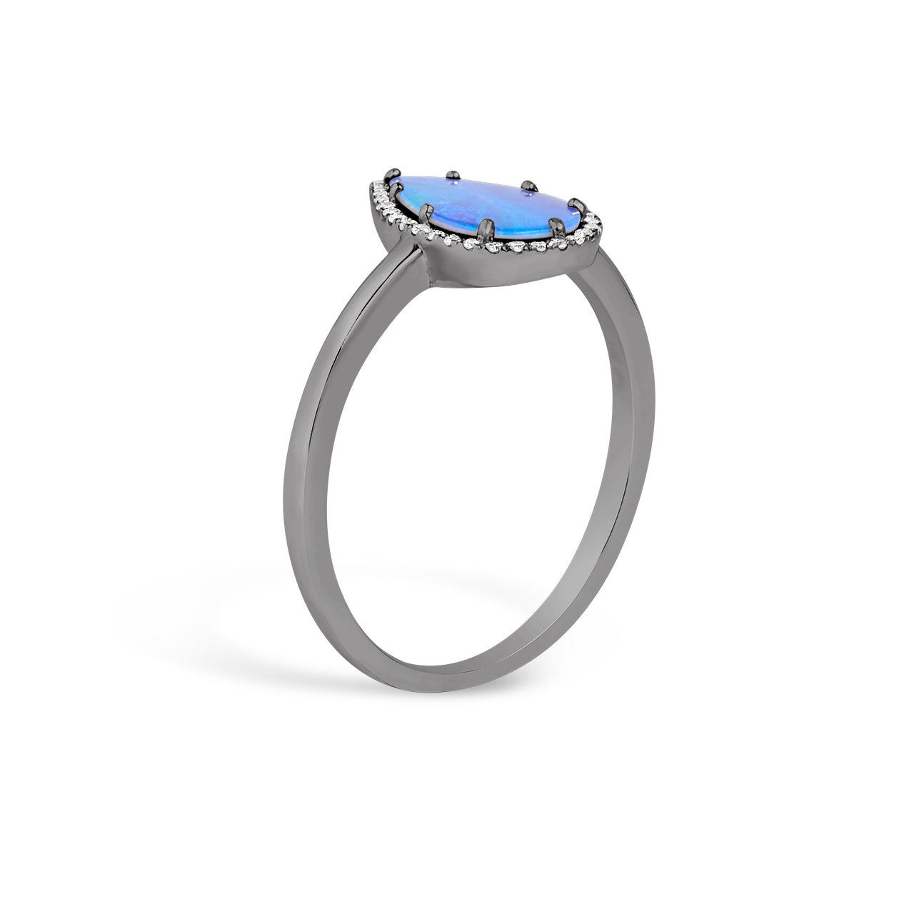 Opal & Diamond Pear Ring