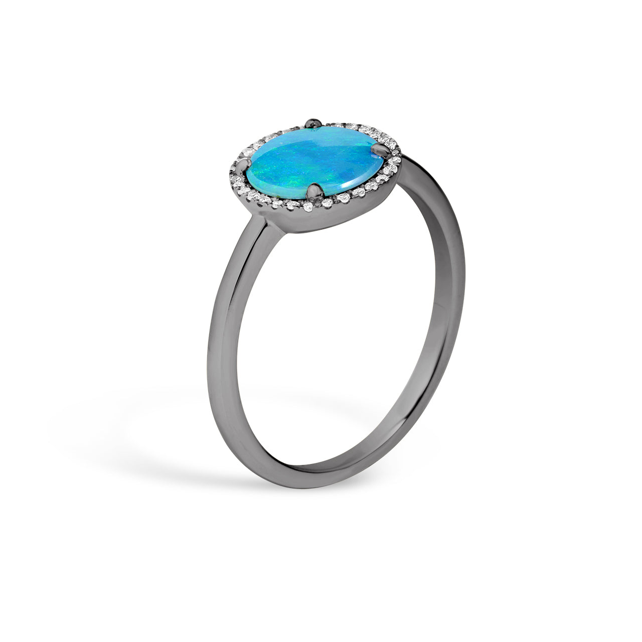 Opal & Diamond Disc Ring