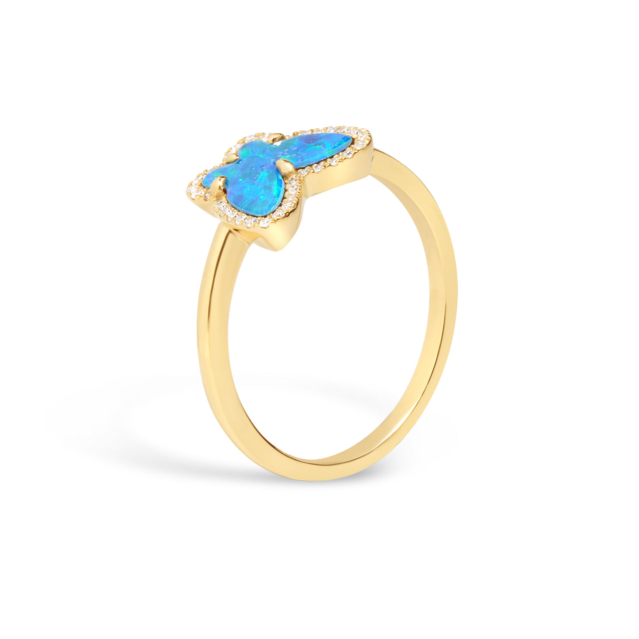 Opal & Diamond Butterfly Ring