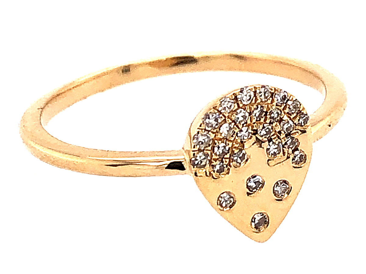 DIAMOND FLUSH SET PEAR RING, 14KY (N)