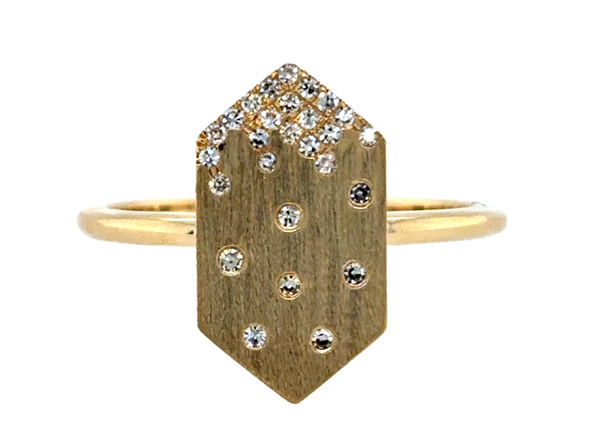 Diamond Hexagon Confetti Ring, 14x8mm, Satin Finish