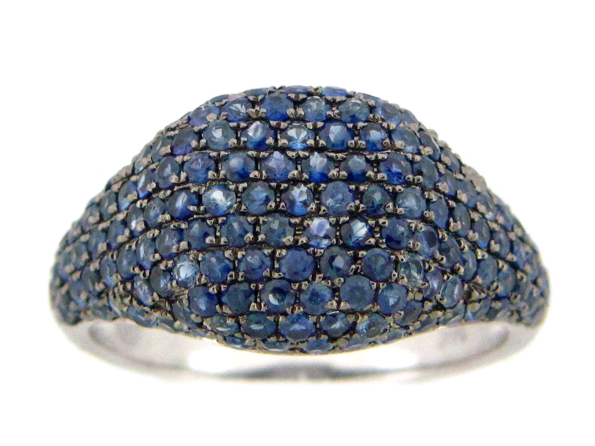 SAPPHIRE PAVE CUSHION RING, 14KW (H)