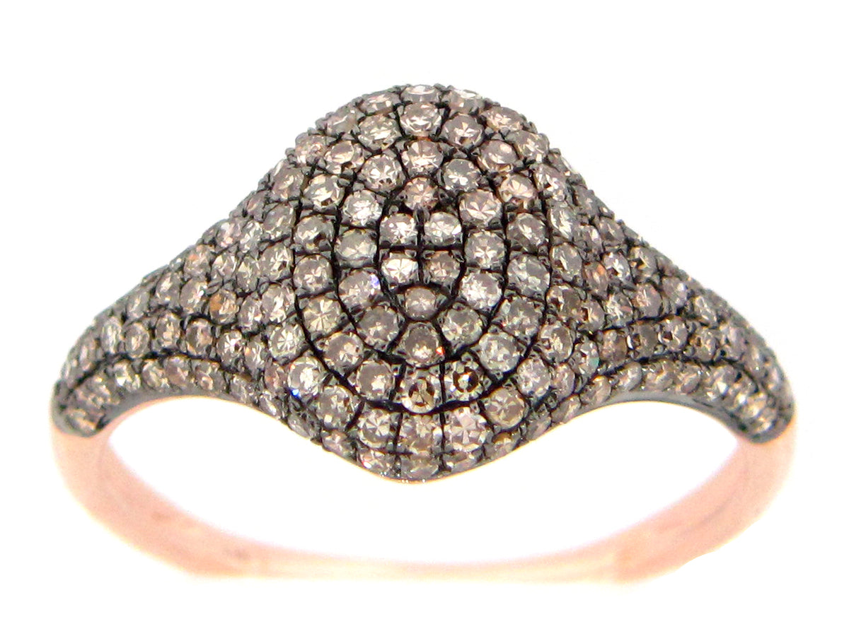 BROWN DIAMOND PAVE OVAL RING