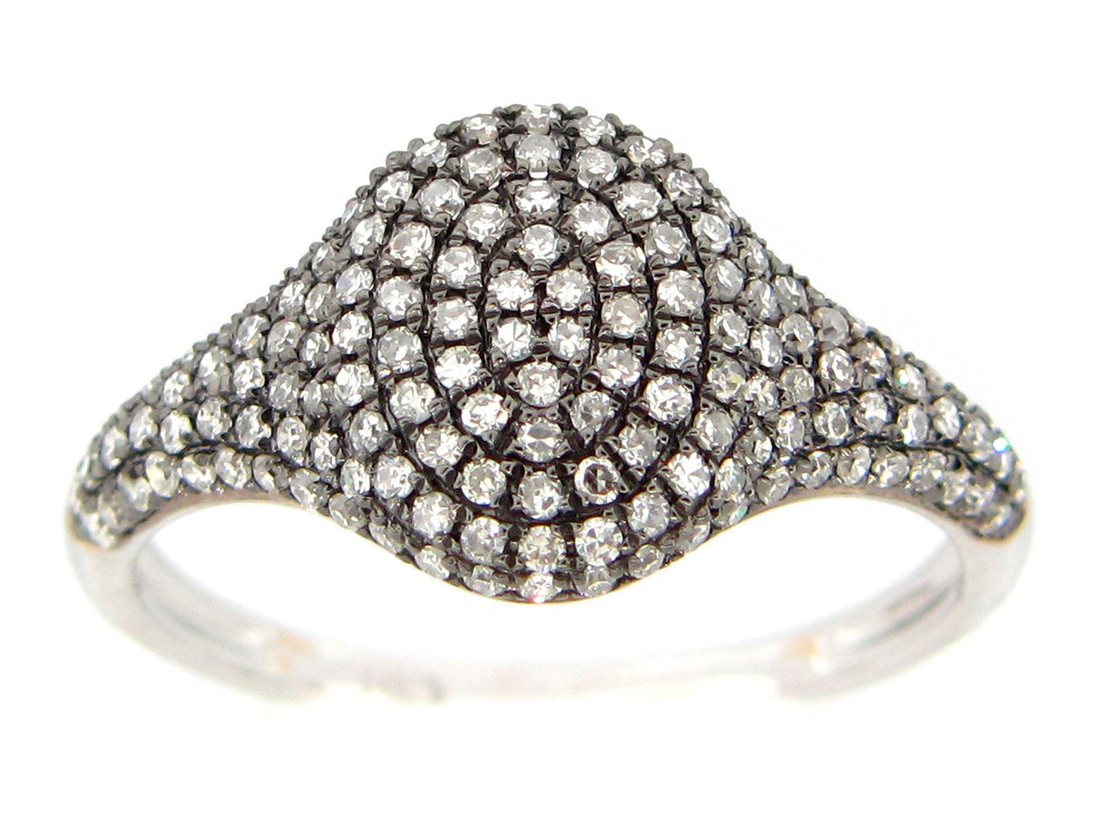 DIAMOND PAVE OVAL RING, 14KW (N), BLACK FINISH PRONG