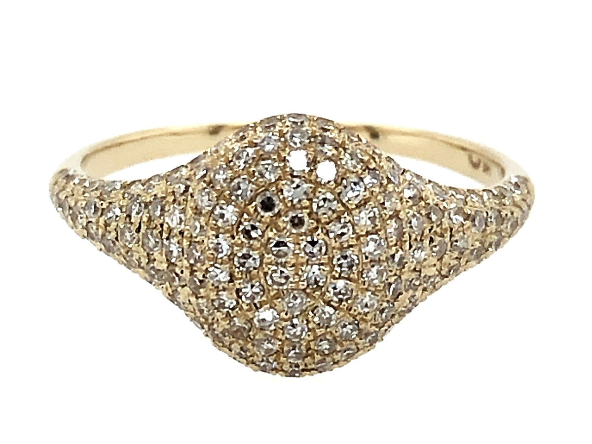DIAMOND PAVE OVAL PINKY RING, SIZE 4, 14KY (N)