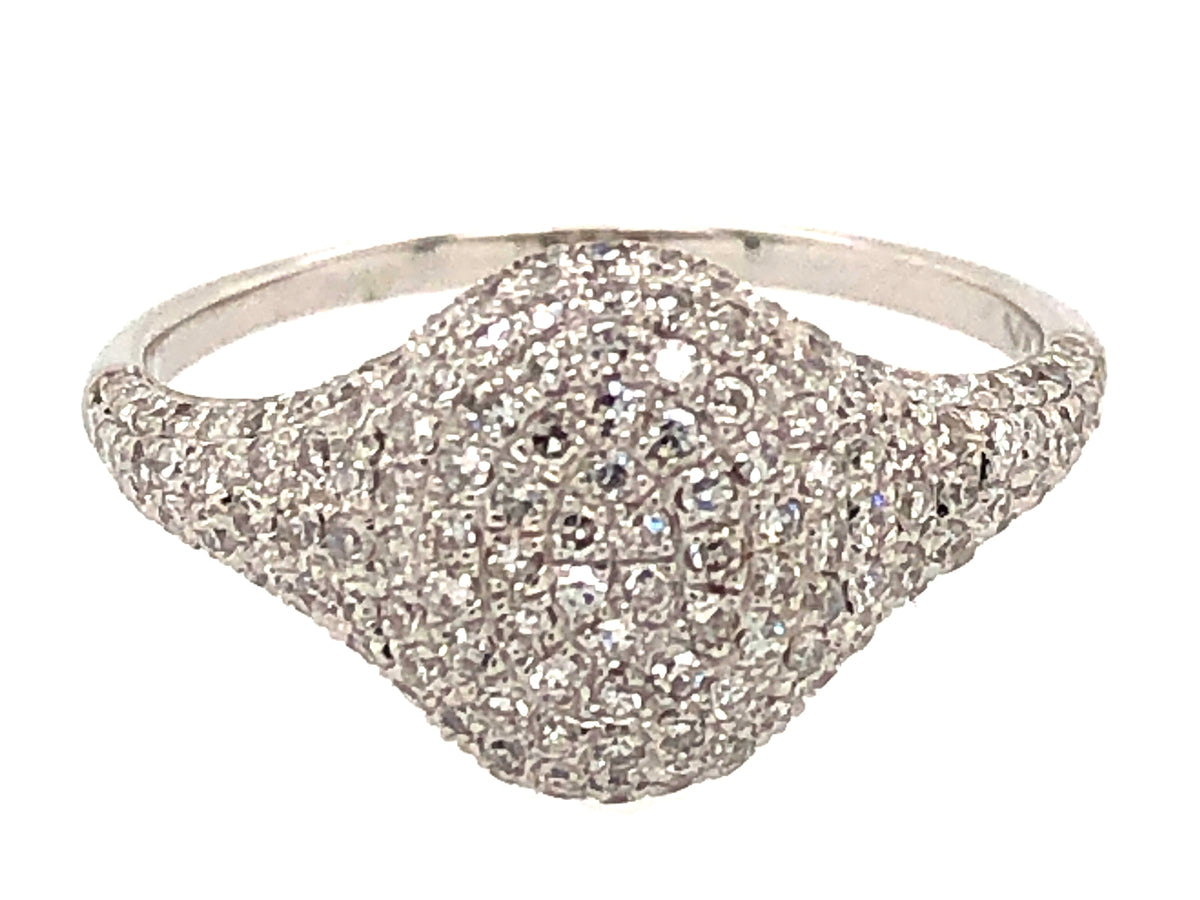 DIAMOND PAVE OVAL PINKY RING, SIZE 4, 14KW (N)