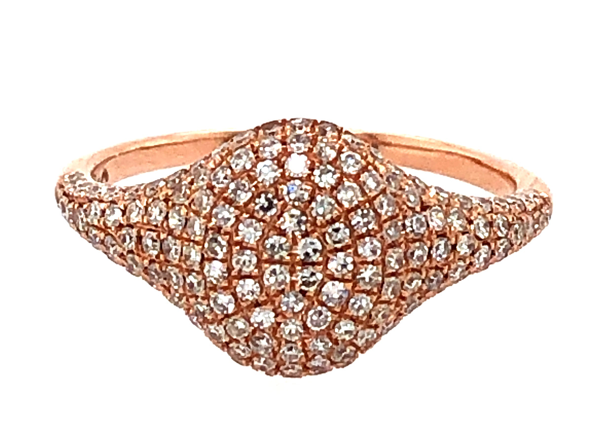 DIAMOND PAVE OVAL PINKY RING, SIZE 4, 14KR (N)