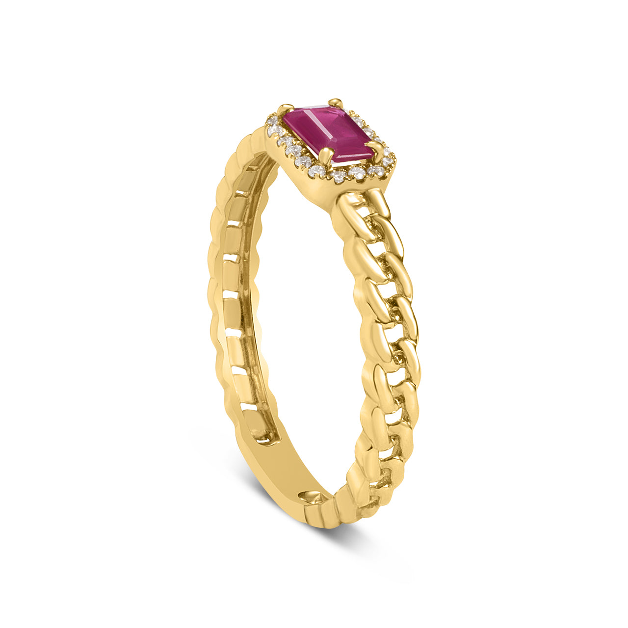Ruby & Diamond Link Stackable Ring