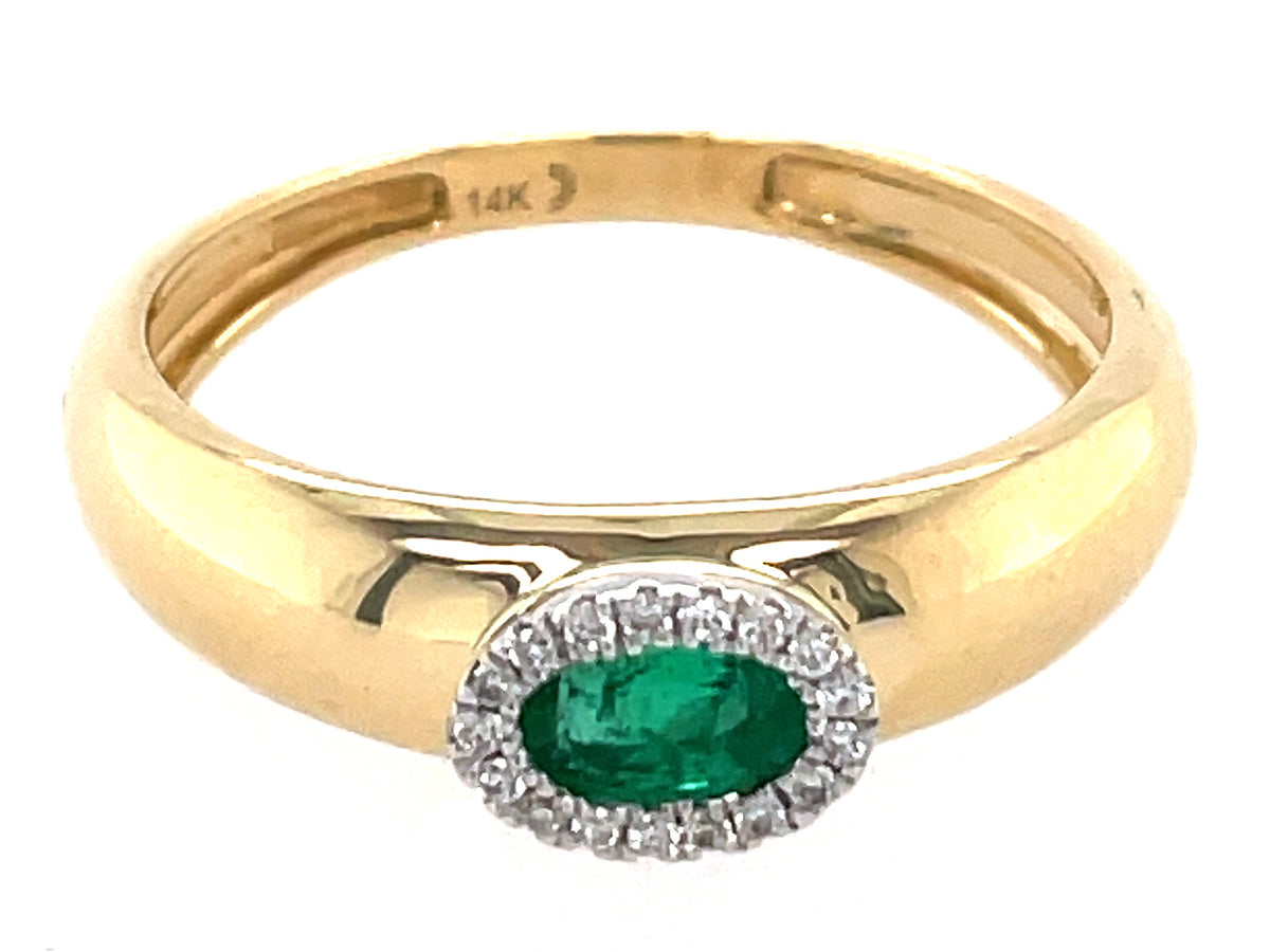 EMERALD OVAL & DIAMOND HALO RING