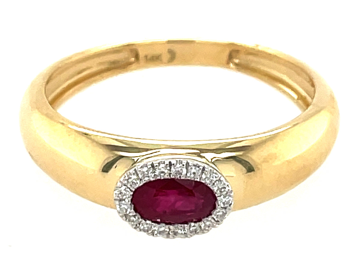 RUBY OVAL & DIAMOND HALO RING