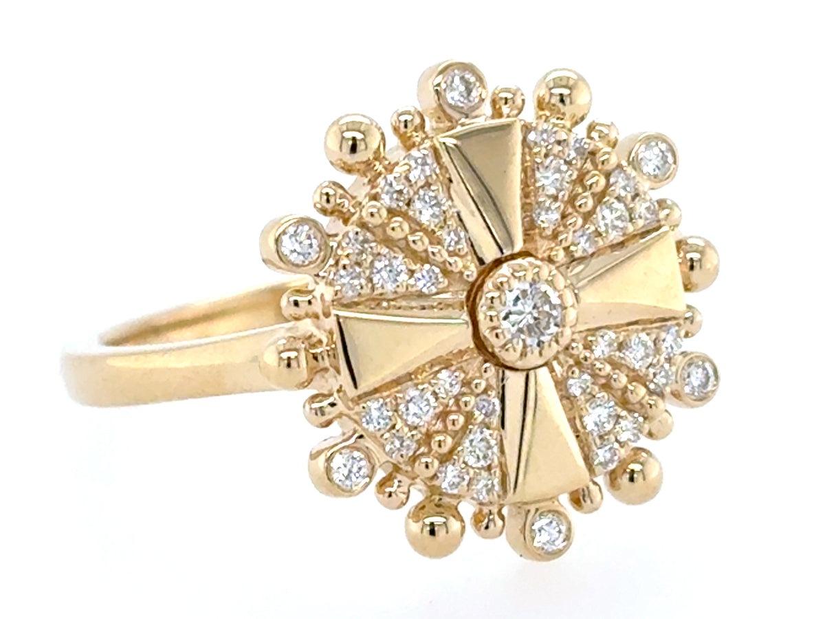Diamond Beaded Spoke Ring, 15mm