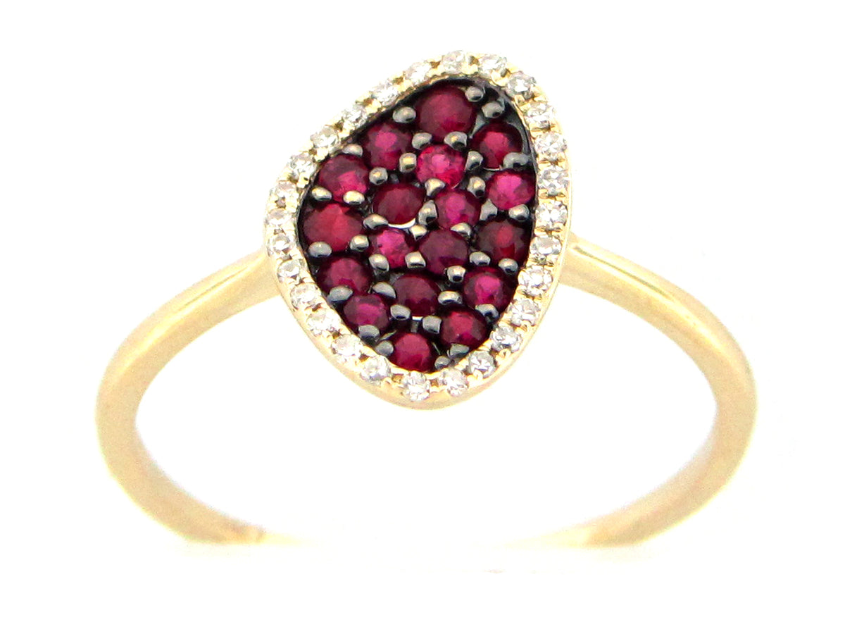 RUBY & DIAMOND RING, 14KY (H)