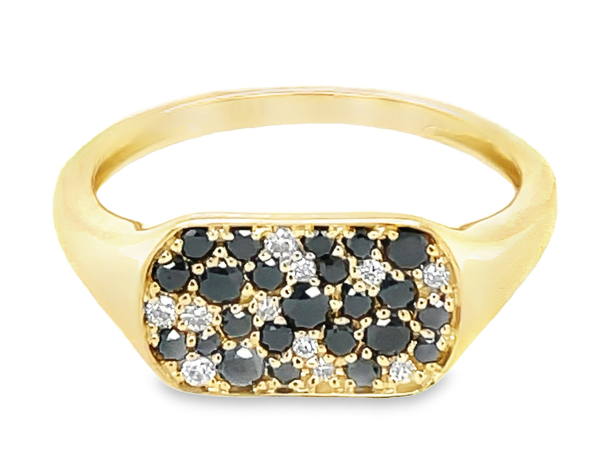 BLACK & WHITE DIAMOND PAVE CUSHION RING