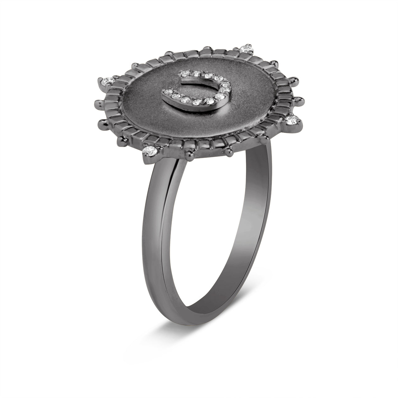 Diamond Horseshoe Medallion Ring