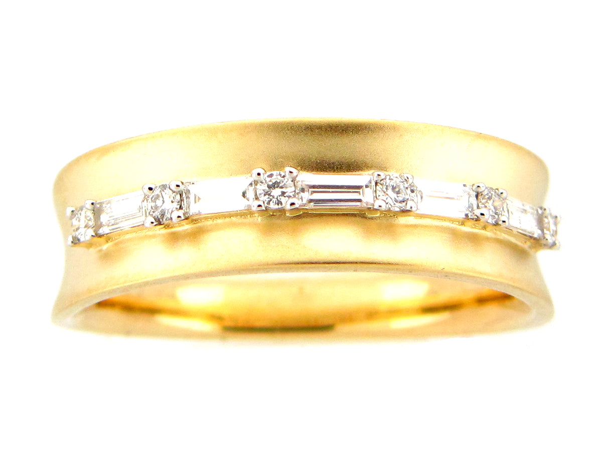 DIAMOND SADDLE RING, SATIN FINISH, 14KY (N)