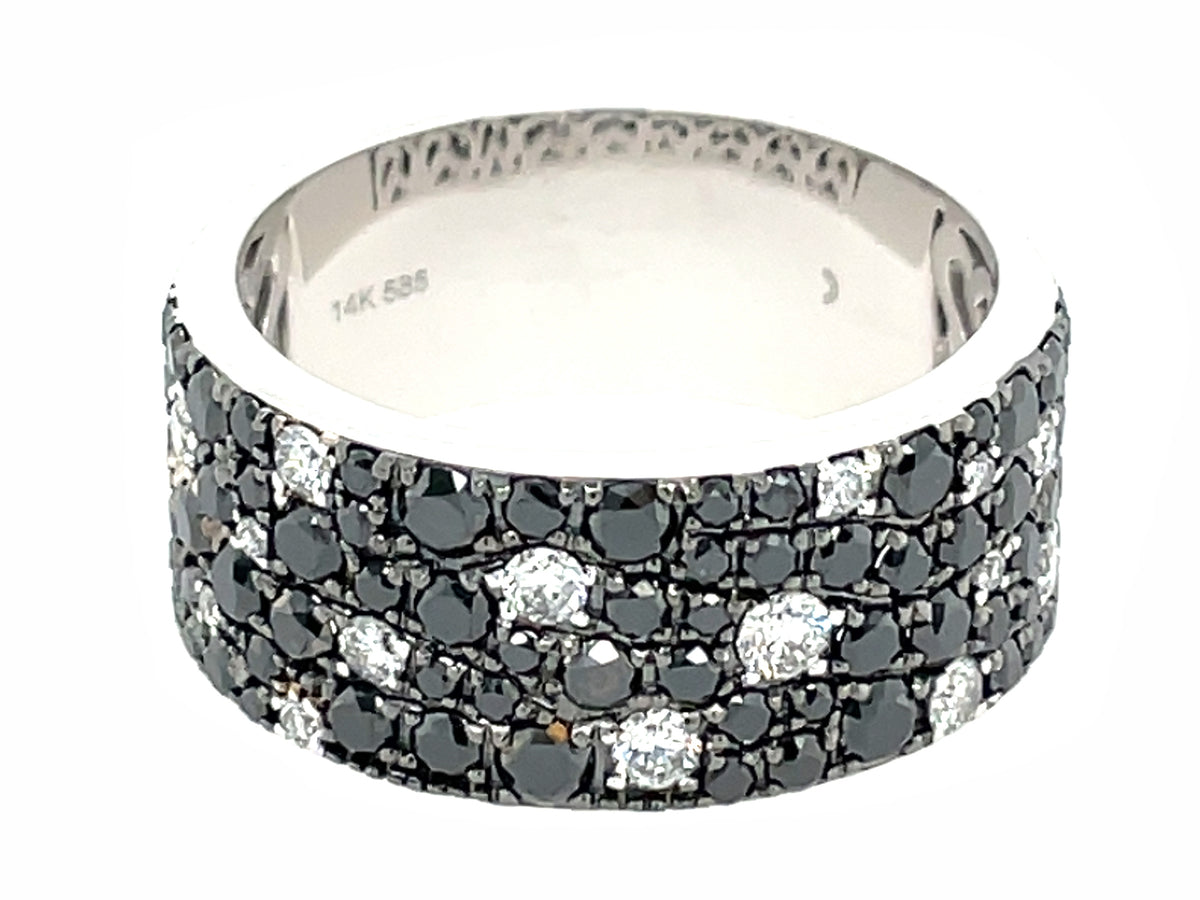 Black White Diamond Pave Ring, 8.7mm