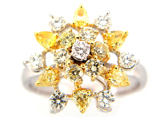 YELLOW & WHITE DIAMOND RING, 18KT (N)