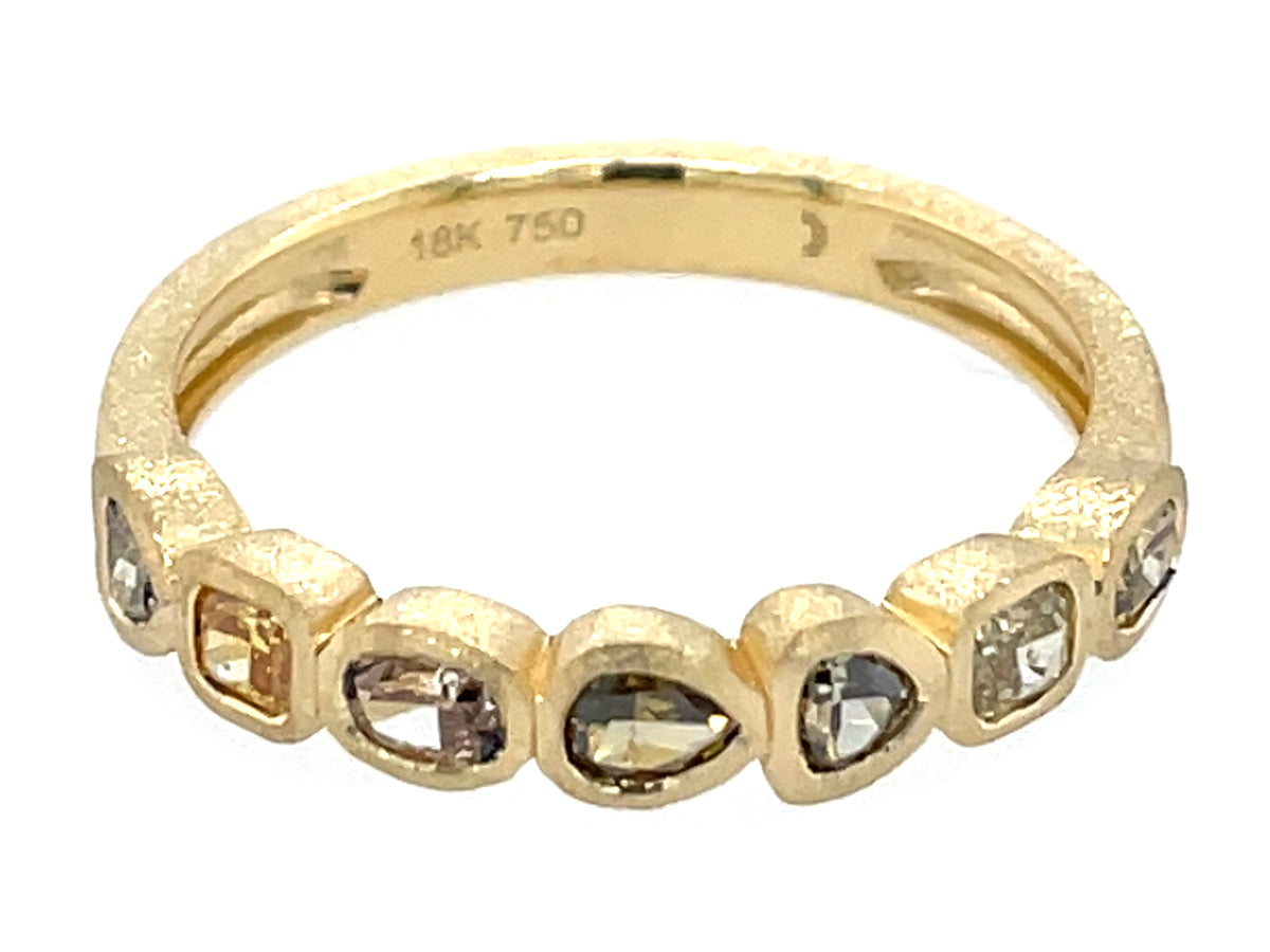 Fancy Shape Color Diamond Bezel Ring, Satin Finish