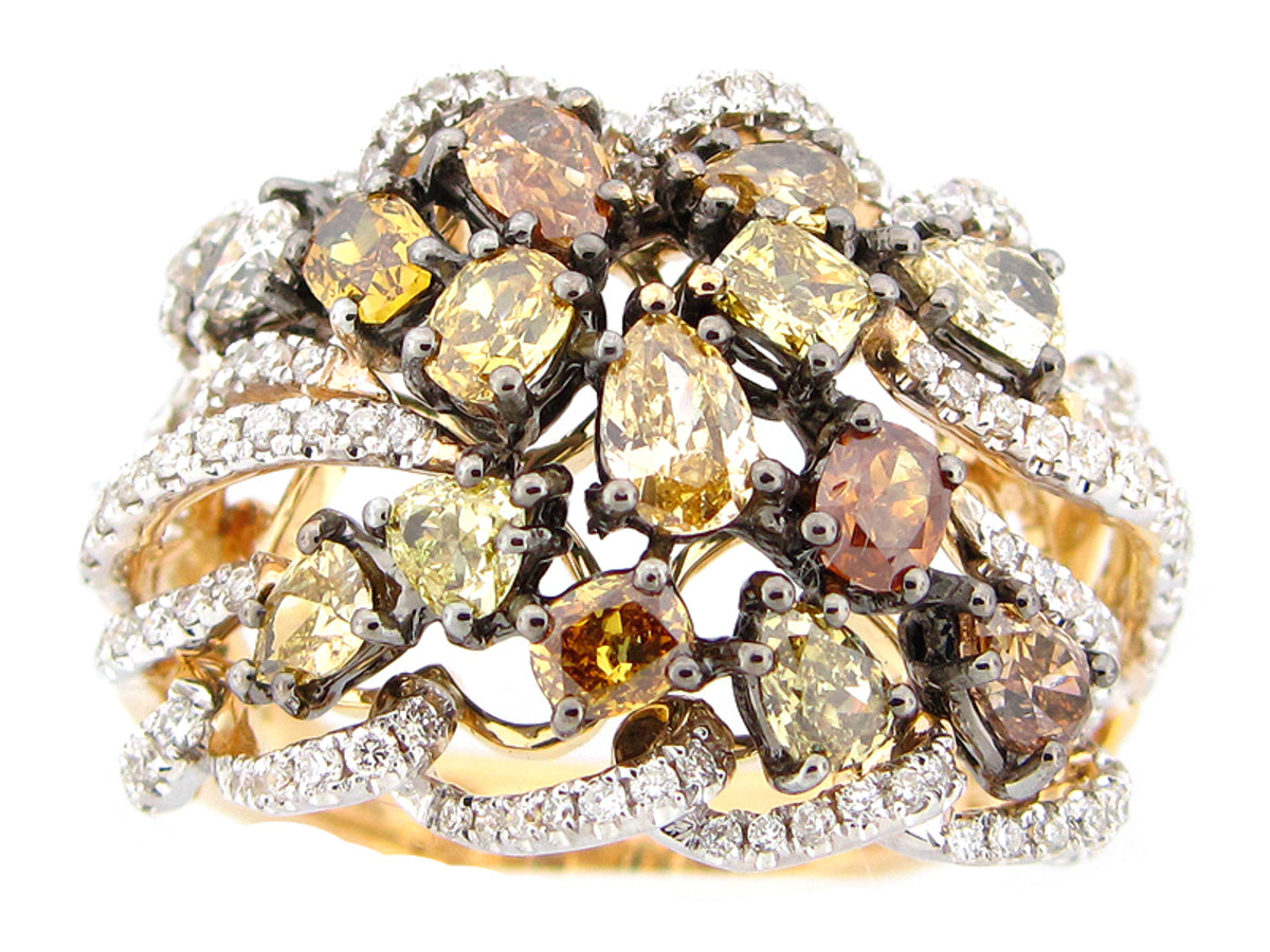 FANCY COLOR DIAMOND RING, 18KY (N)